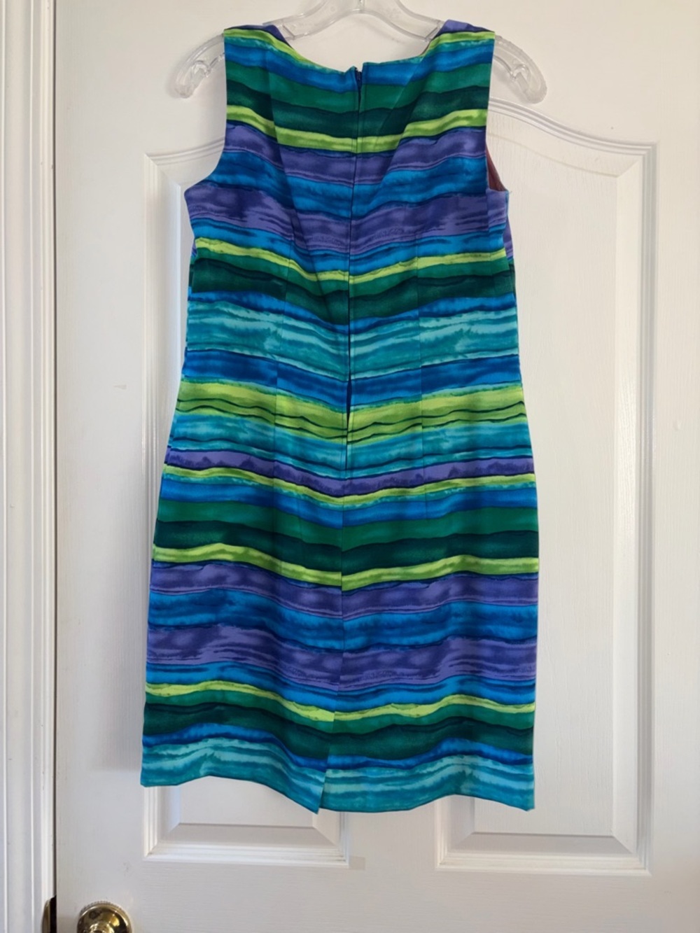 Jessica Howard Petite Multicolor Striped Shift Dress - Blue/Green/Purple - Picture 3 of 5